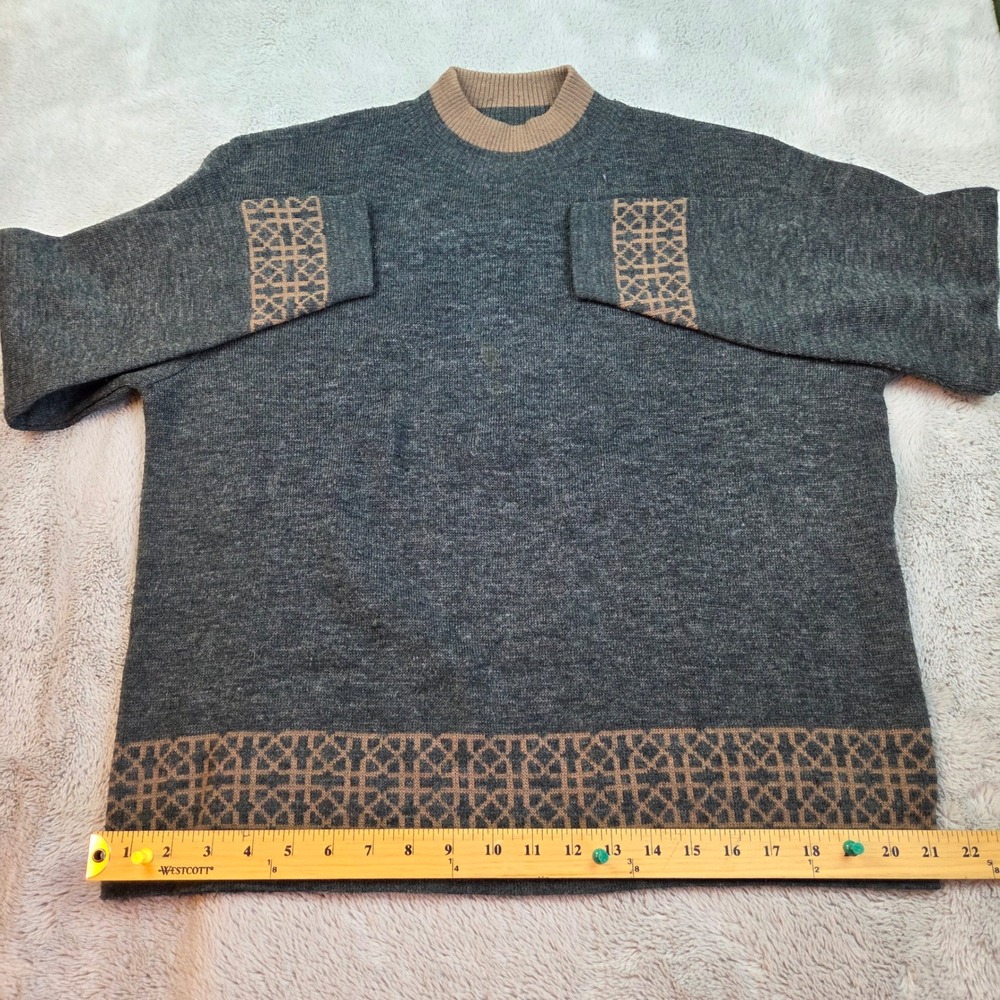 Fabio Di Firenze Wool Blend Sweater Men L Mock Neck Geometric Knit Made in Italy